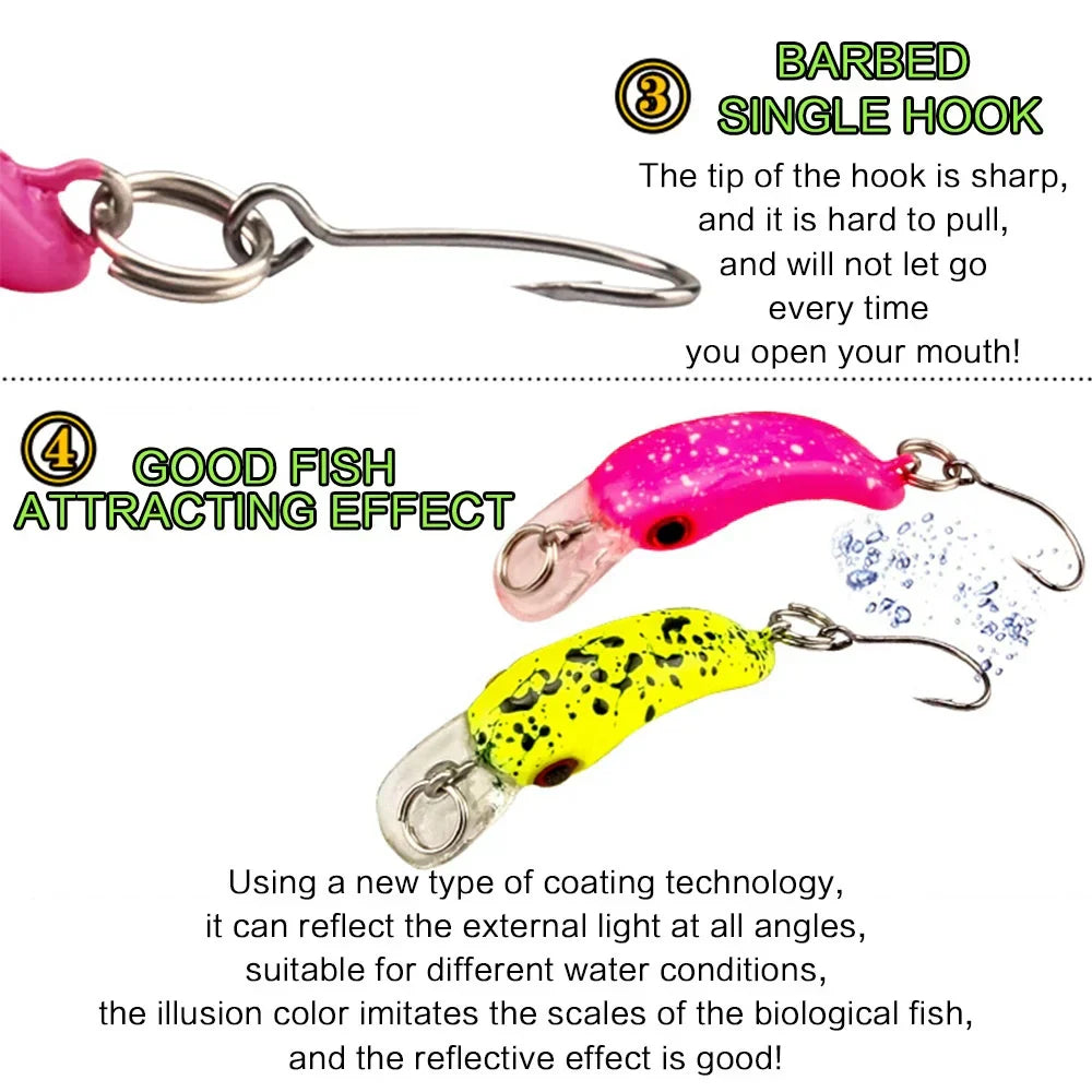 FLYSAND 8Pcs/Box Floating Mini Minnow Fishing Lures Artificial Hard Bait Sharp Hook Crankbait Lure Fishing Accessories