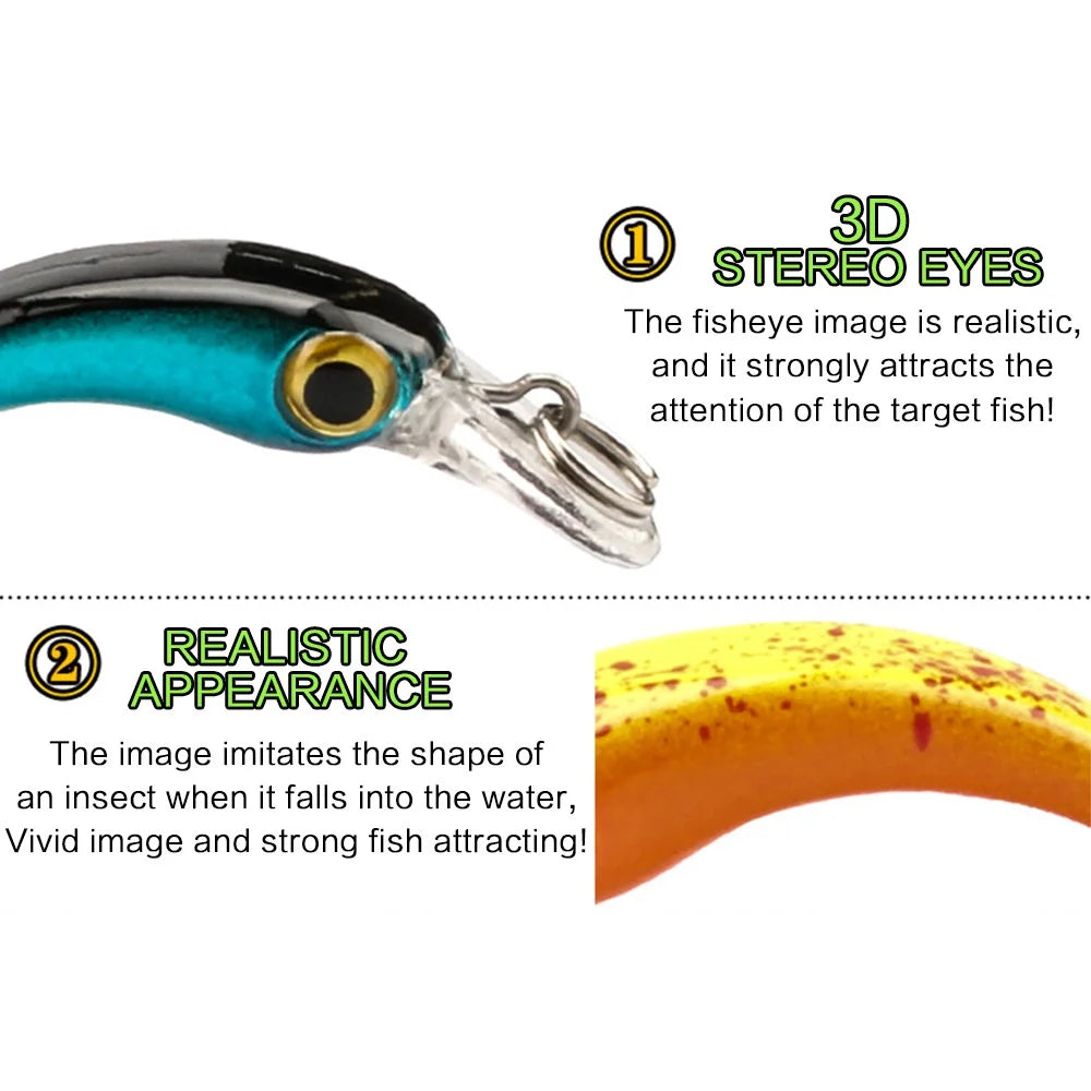 FLYSAND 8Pcs/Box Floating Mini Minnow Fishing Lures Artificial Hard Bait Sharp Hook Crankbait Lure Fishing Accessories