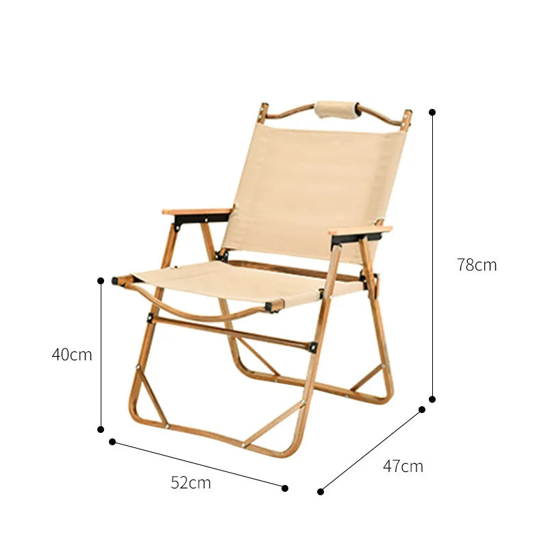 Outdoor Aluminum Alloy Kermit Chair Wood Grain Folding Portable Leisure Fishing Chair