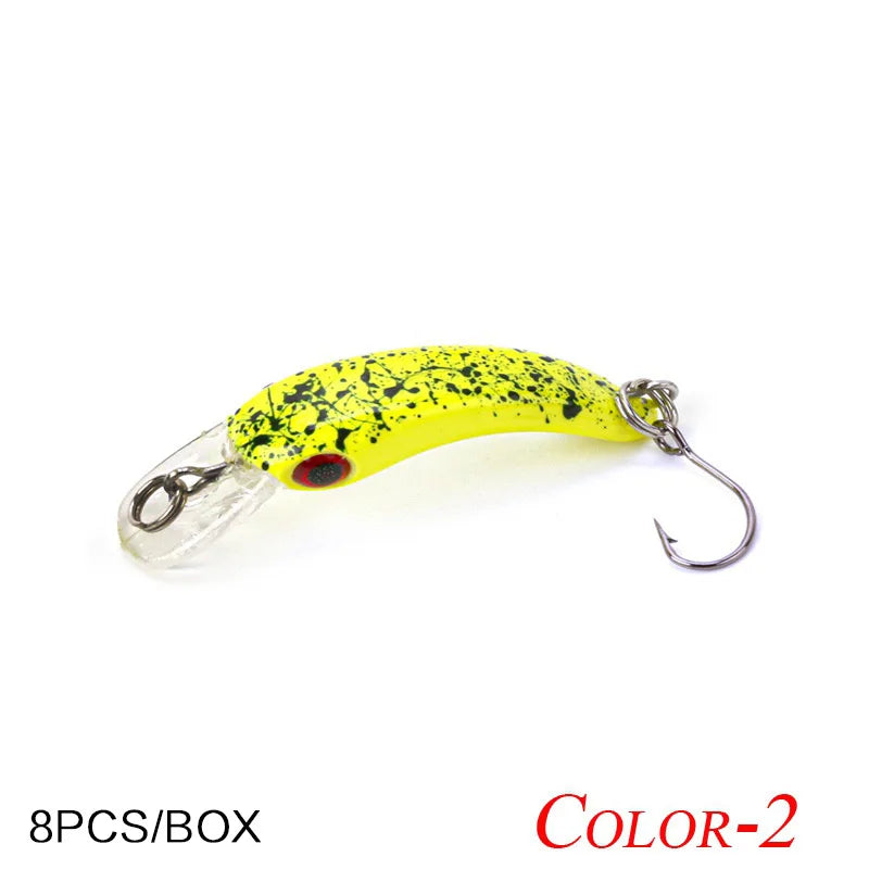 FLYSAND 8Pcs/Box Floating Mini Minnow Fishing Lures Artificial Hard Bait Sharp Hook Crankbait Lure Fishing Accessories