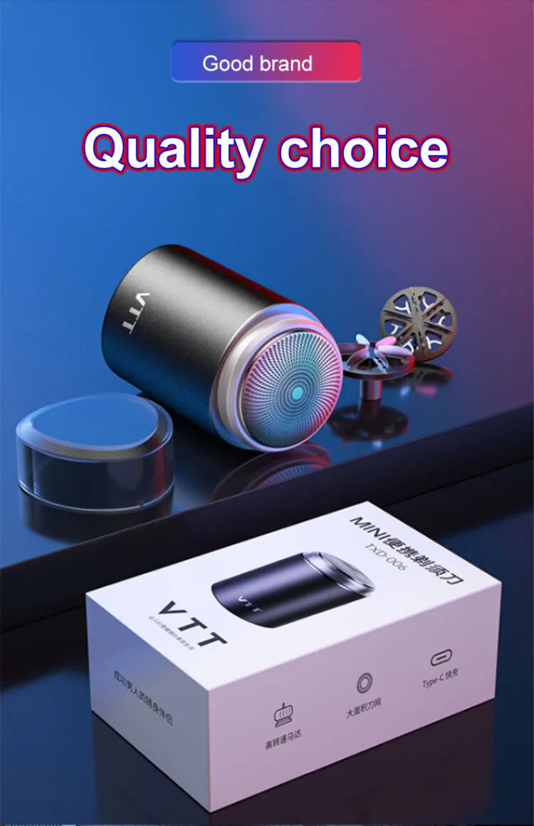 Mini Electric Shaver Portable Double Heads Quick Cleaning Type-C Rechargeable Razor Busines Travel Waterproof Small Razor Machin