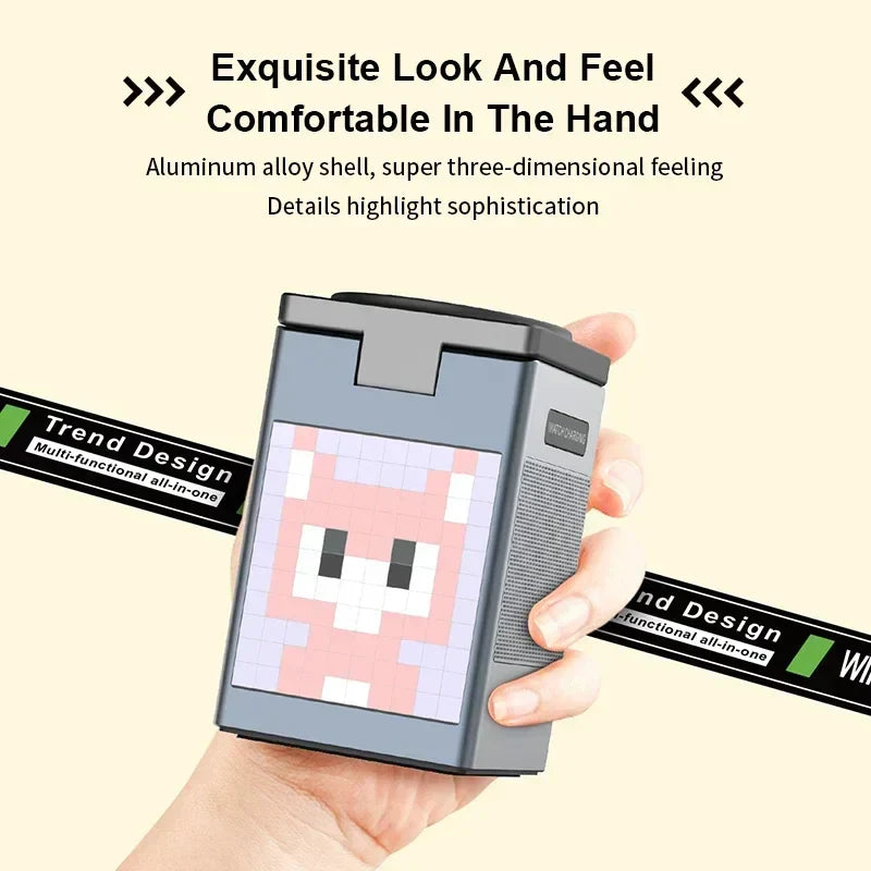 6-in-1 multifunctional wireless fast charging Bluetooth speaker alarm clock cartoon pixel for charging mobile phones/watches