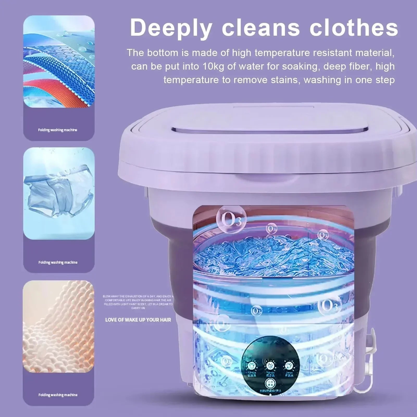 Portable Washing Machine 8L Small Foldable with Spin Dryer for Socks Underwear Panties Mini Washer Household Laundry