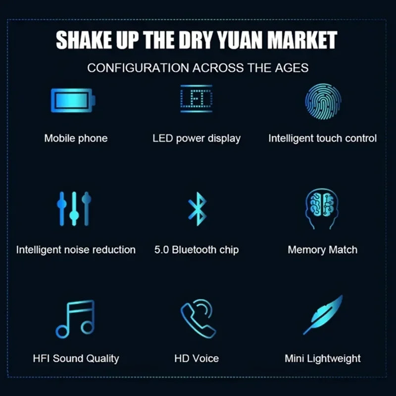 TWS Earphone Bluetooth Earphones Wireless Headphones Hifi Stereo Sports Earbuds Headset Hearing Aids with Mic Handfree