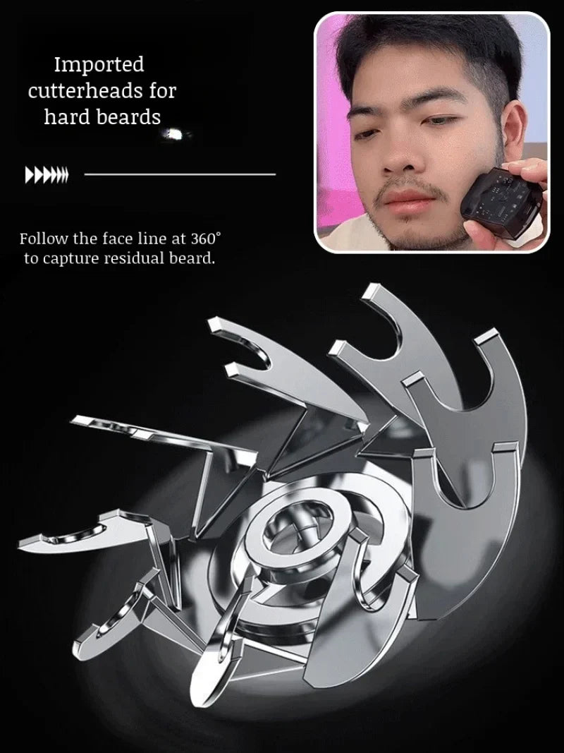 Men's portable magnetic double head electric shaver TYPE-C Charging Waterproof Digital Wet Dry Double Shaving Shaver