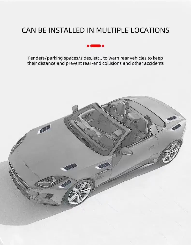 2pcs Car Solar Flashing LED Warning Lights Universal Adjustable Automotive Parking Rearing Warning Light Car Styling Accessories