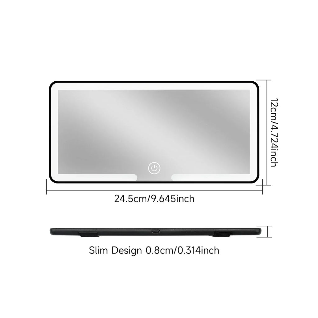 Fccemc Car Sun Visor Makeup Mirror LED Touch Screen Adjustable Brightness Auto Interior Makeup HD Mirror Charging Vanity Mirror