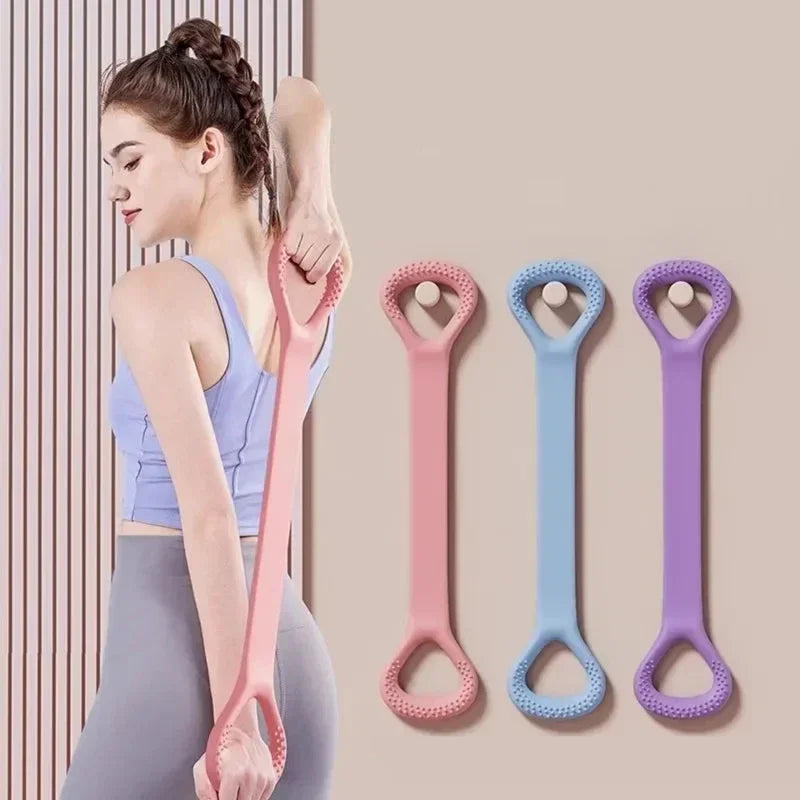 1PCS Fitness Stretching Belt With 8 Shaped Puller Arm Back Training Elastic Rope Yoga Auxiliary Exercise Equipment Home Female