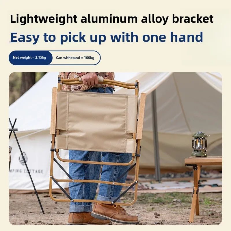 Outdoor Aluminum Alloy Kermit Chair Wood Grain Folding Portable Leisure Fishing Chair