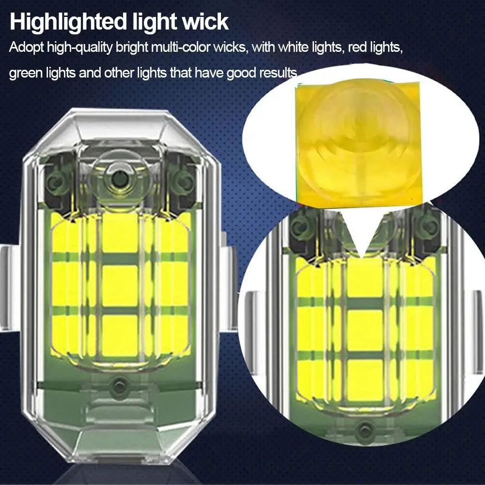 Motorcycle Wireless LED Strobe Light Remote Control Aircraft Light Navigation Warning Light Indicator For Car Bicycle Drone