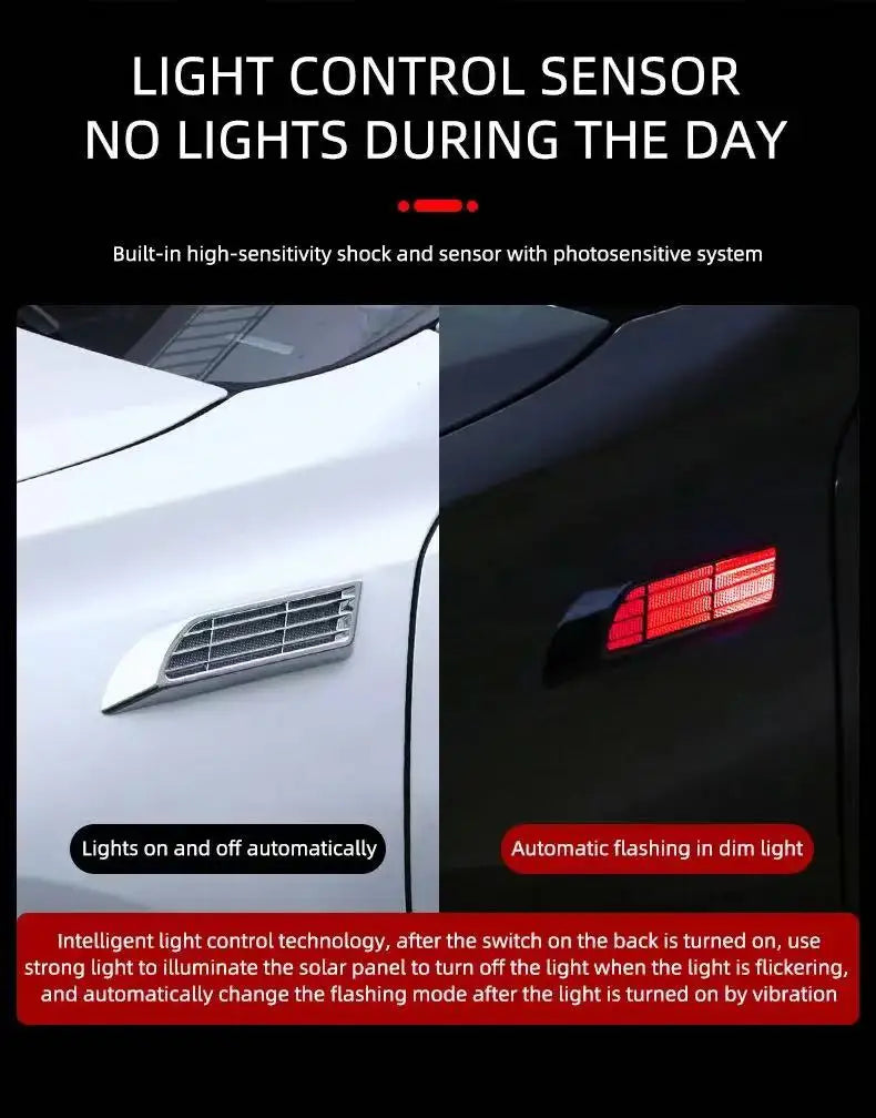 2pcs Car Solar Flashing LED Warning Lights Universal Adjustable Automotive Parking Rearing Warning Light Car Styling Accessories