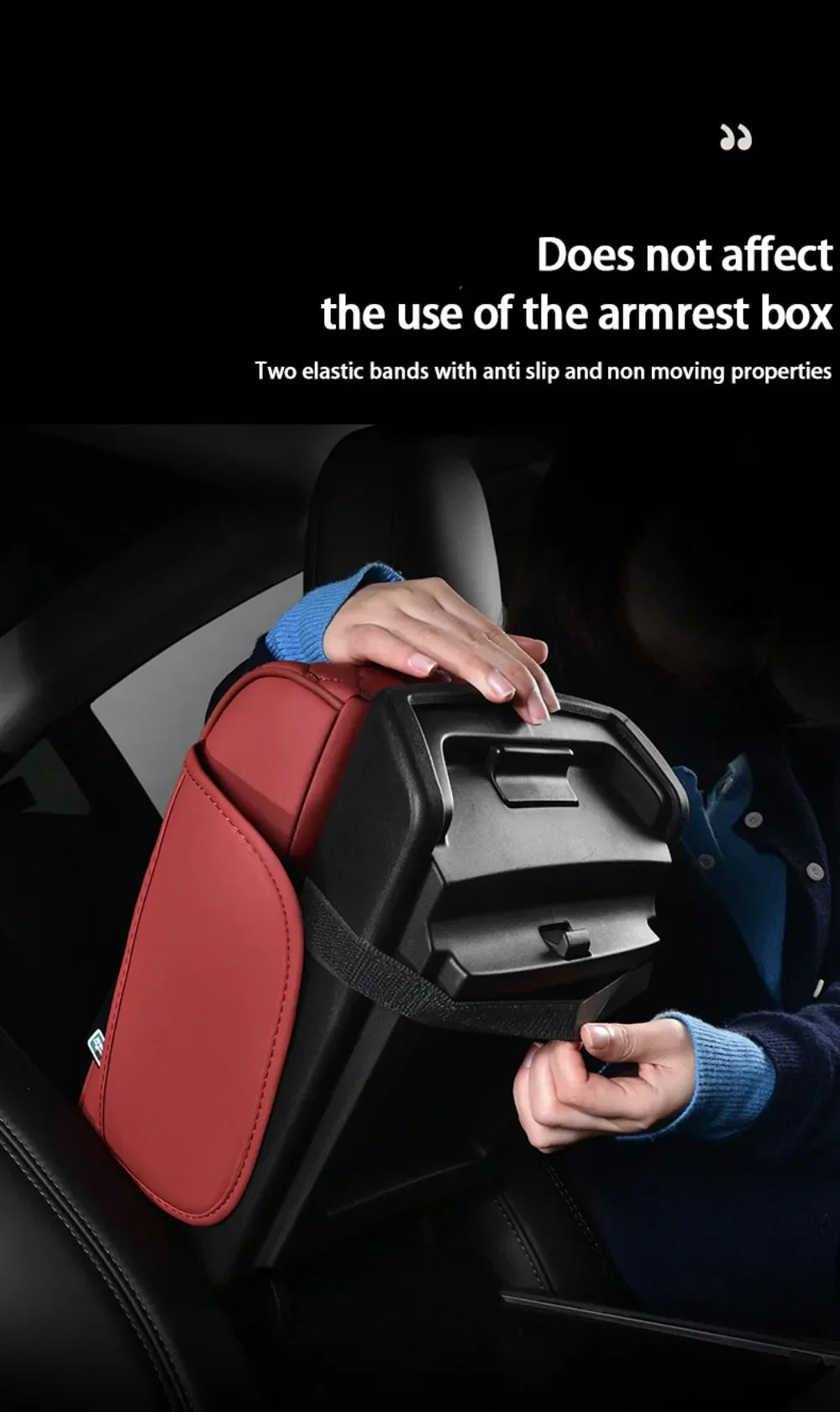 Portable Center Console Armrest Cushion PU Leather Multifunctional Armrest Pad Height Increasing with Cup Holder Tissue Box