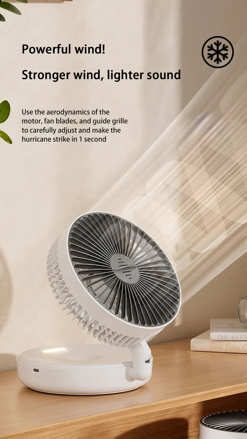Electric Fan 3 In 1 Rechargeable Small Folding Cycle Desktop Wall-mounted Small Fan Dormitory Toilet Cold Wind Summer Fan