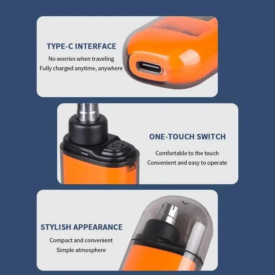 Rechargeable Nose Hair Trimmer Clipper USB Charging Dual-Edge Blades Electric Portable Men Mini Nose Hair Trimmer Face Care Kit