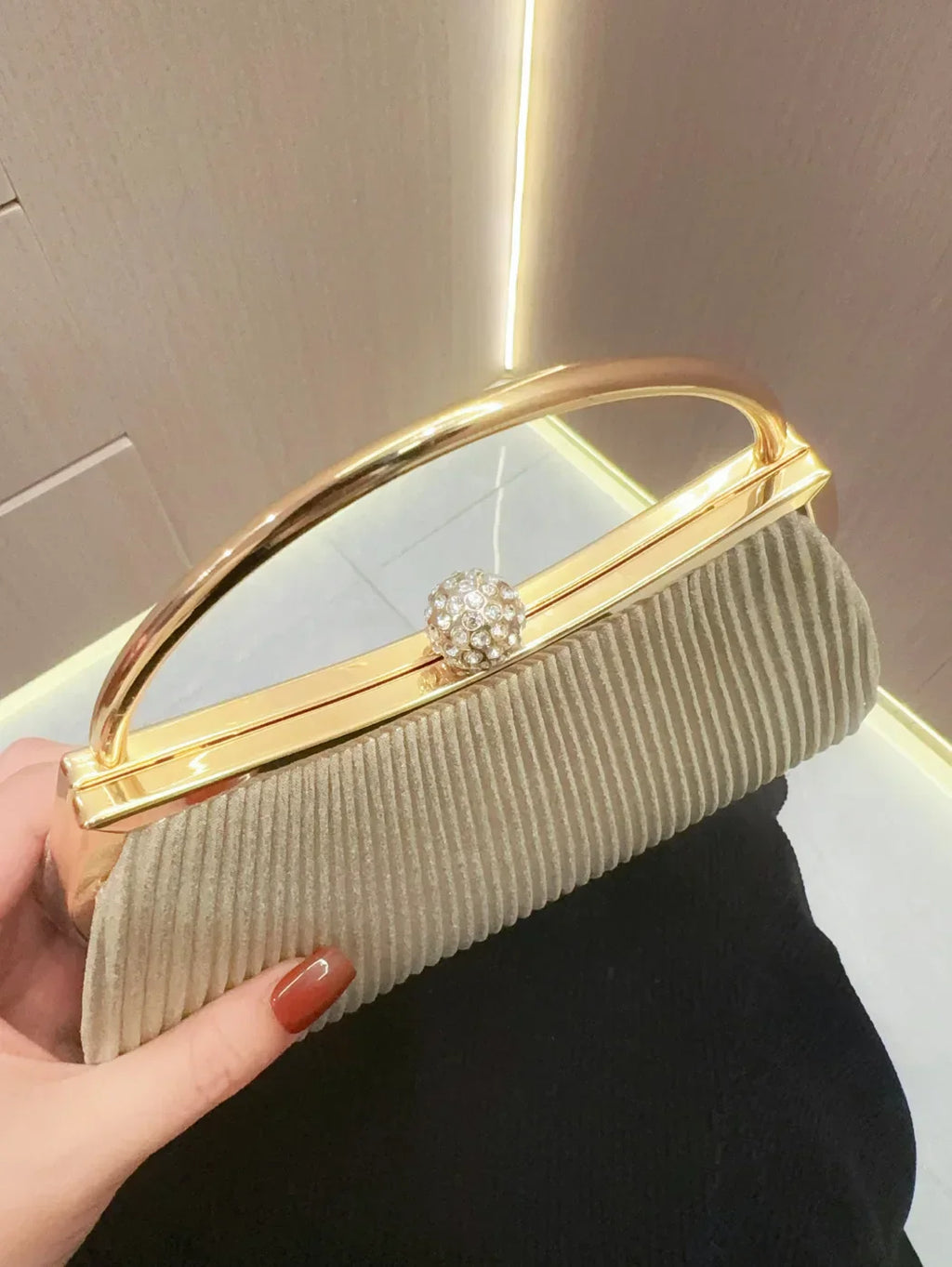 Fashion Women Evening Bag Elegant Glitter Pleated Ladies Clutch Party Wedding Shoulder Bags Banquet Handbag