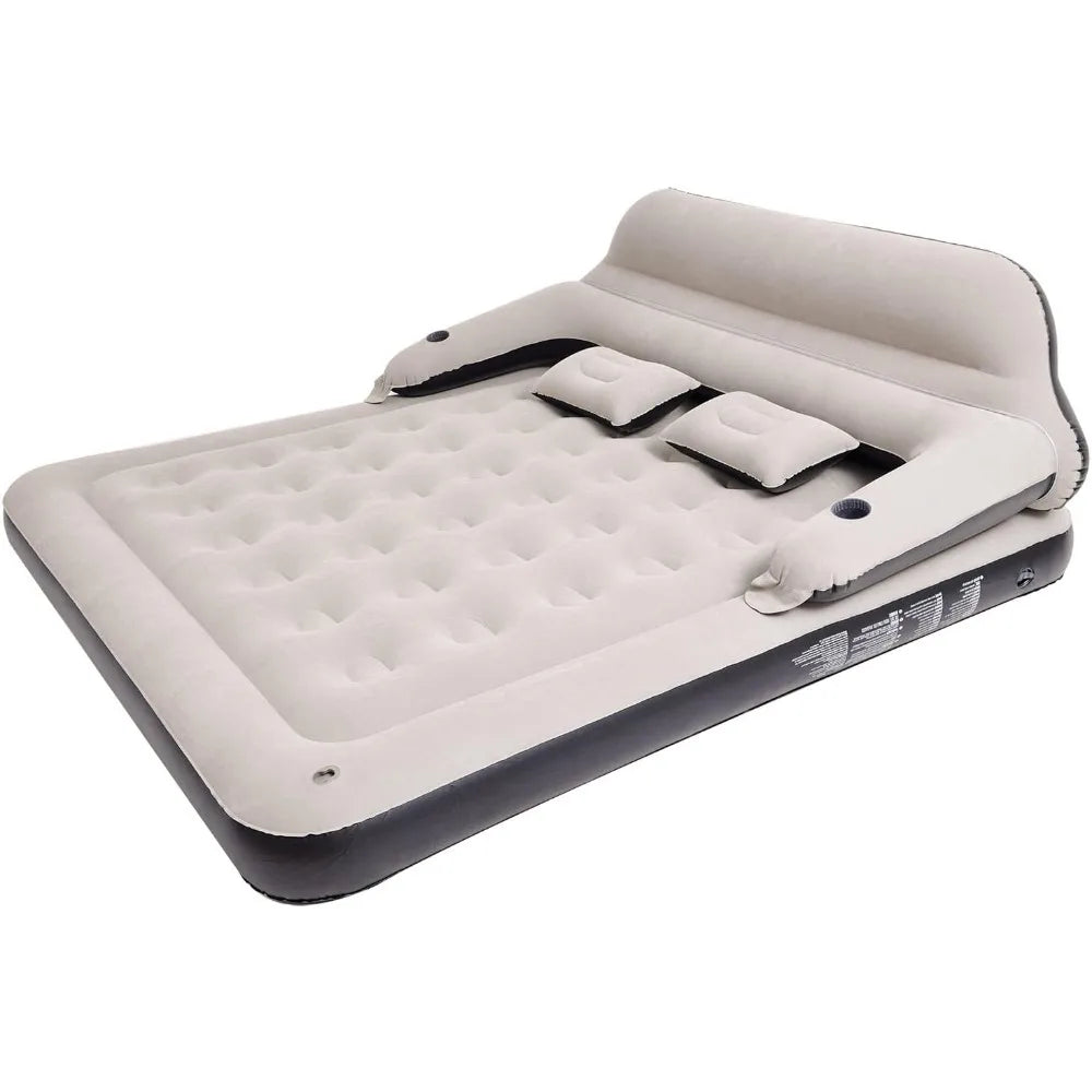 Hot-Sell! - Queen Size Air Mattress Sofa Bed with Headboard and Pillow, Inflatable Bed for Outdoor Overnight