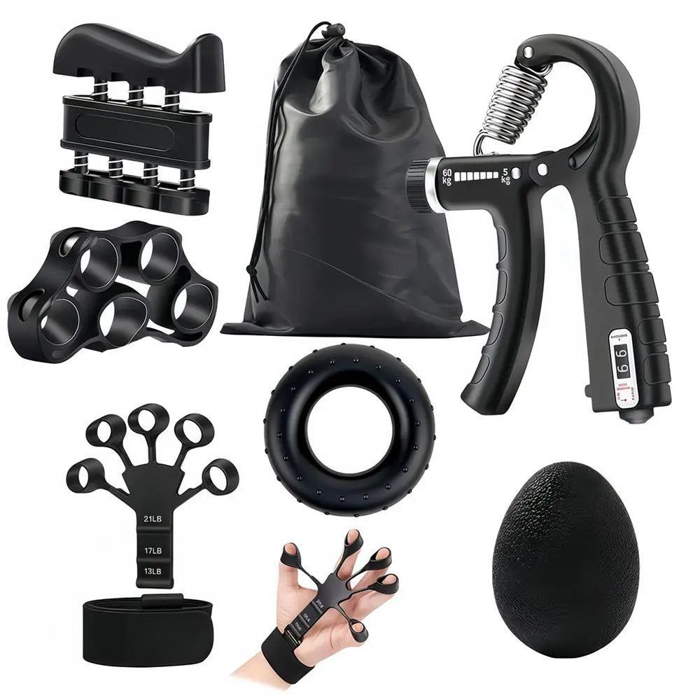 Grip Strength Trainer 6 Pack Forearm Strengthener Finger Stretcher Finger Exerciser Hand Gripper Strength Ring & Stress Ball