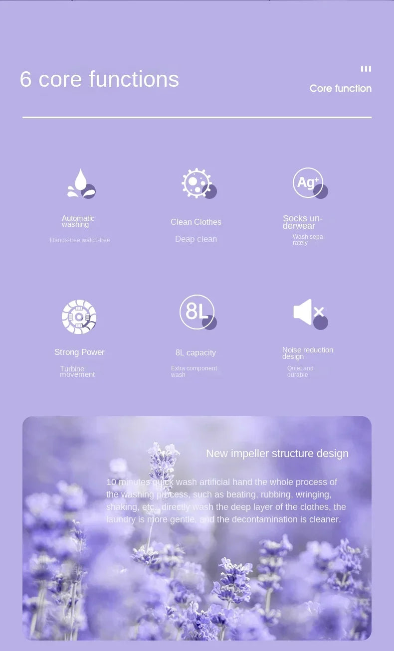 6.5L Portable Small Foldable Washing Machine with Spin Dryer For Socks Underwear Panties Washer Household Mini Washing Machine