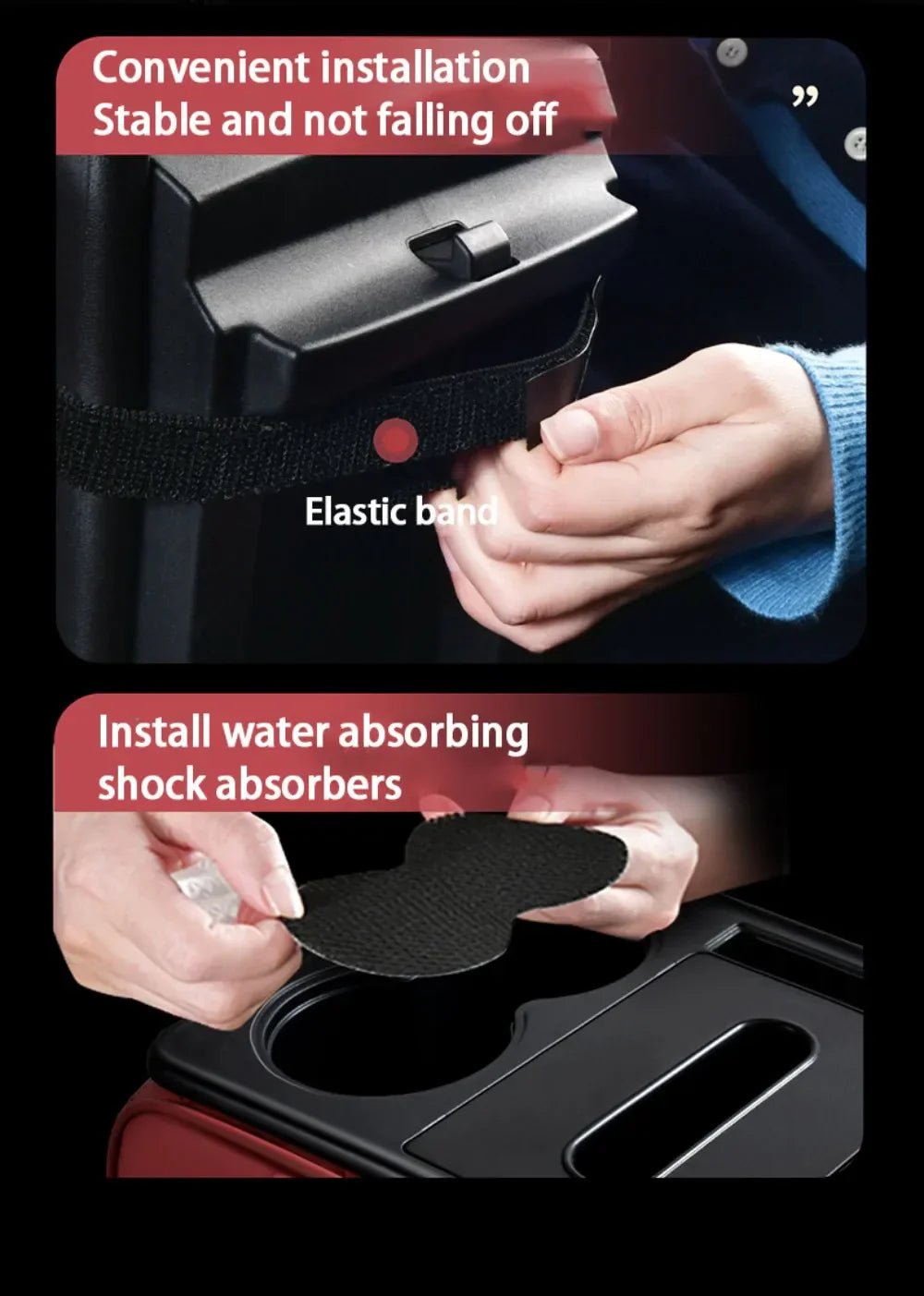 Portable Center Console Armrest Cushion PU Leather Multifunctional Armrest Pad Height Increasing with Cup Holder Tissue Box