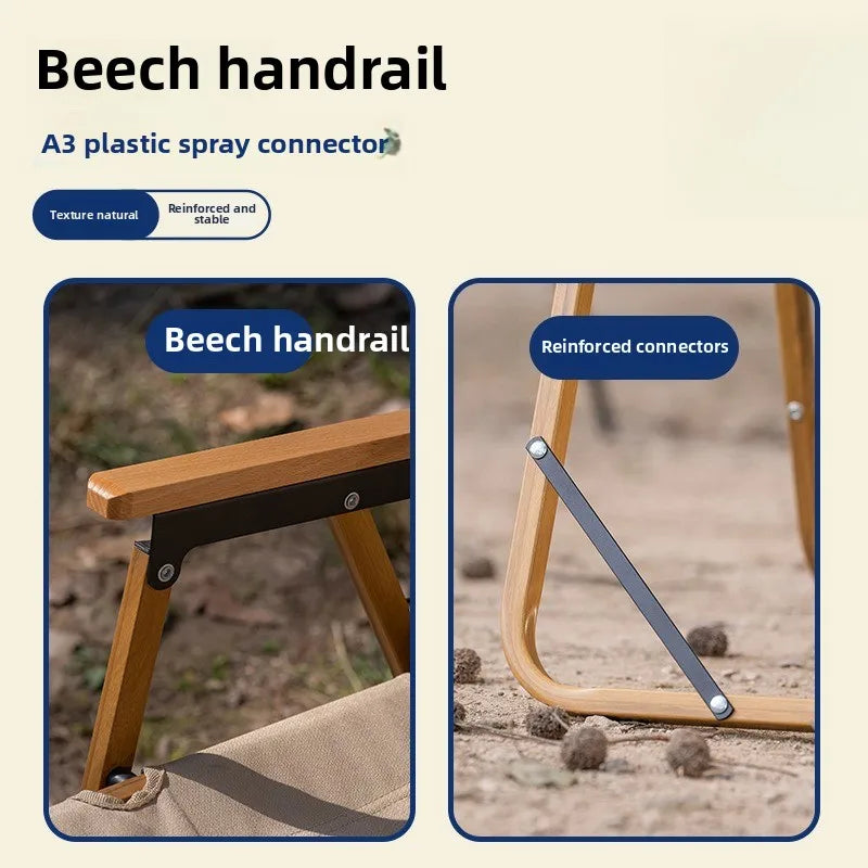 Outdoor Aluminum Alloy Kermit Chair Wood Grain Folding Portable Leisure Fishing Chair