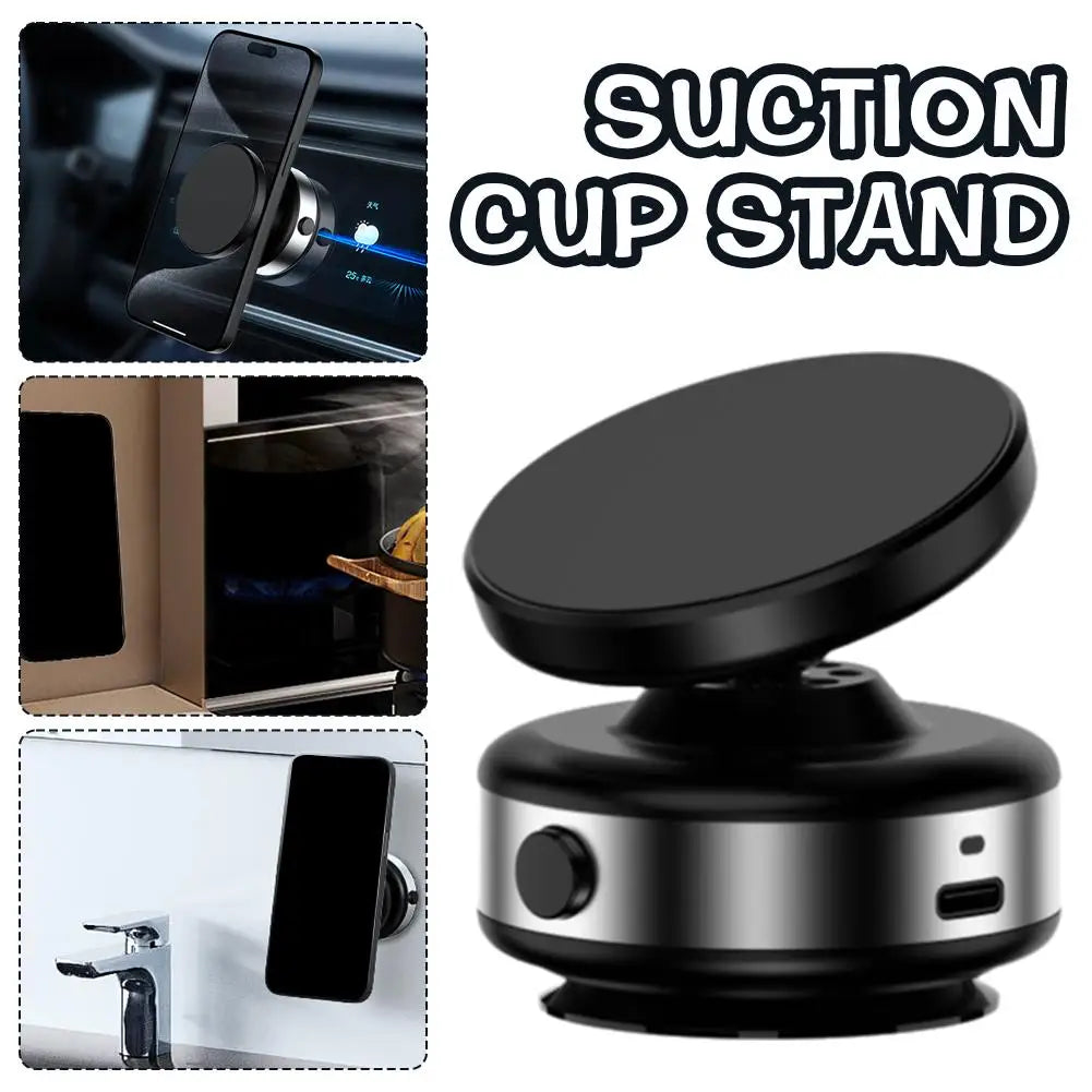 Car Magnetic Vacuum Phone Holder 360° Swivel Wireless Charging Bracket Dashboard Support GPS in Car For iPhone 15 14 13 Huawei